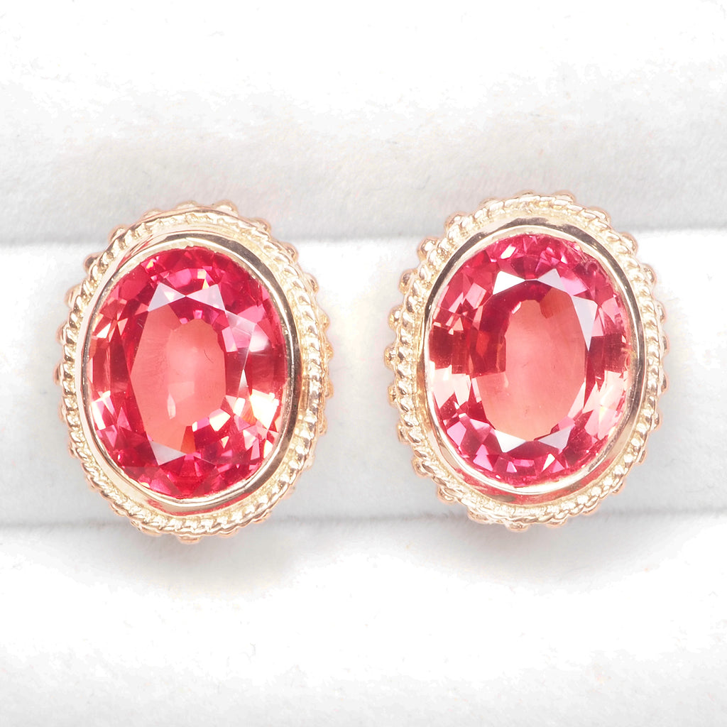 PINK PADPARADSCHA SAPPHIRE 925 STERLING SILVER ROSE GOLD EARRINGS