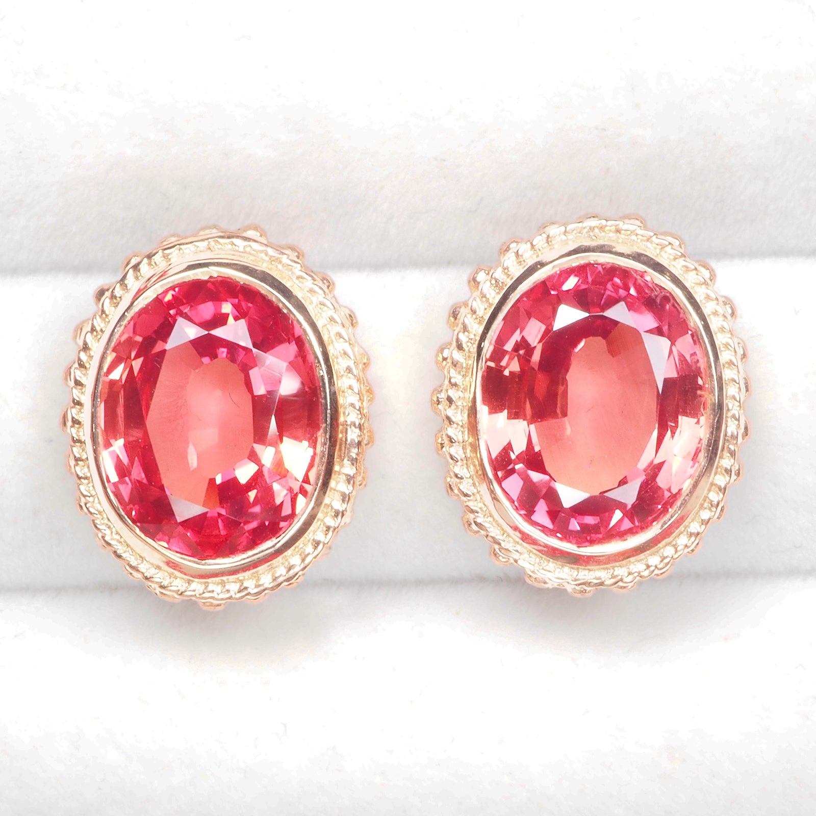 PINK PADPARADSCHA SAPPHIRE 925 STERLING SILVER ROSE GOLD EARRINGS