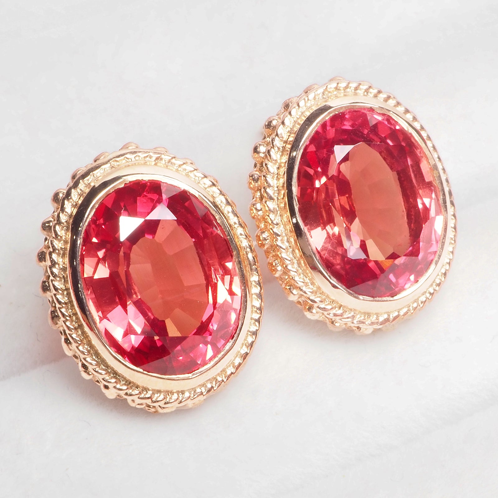 PINK PADPARADSCHA SAPPHIRE 925 STERLING SILVER ROSE GOLD EARRINGS