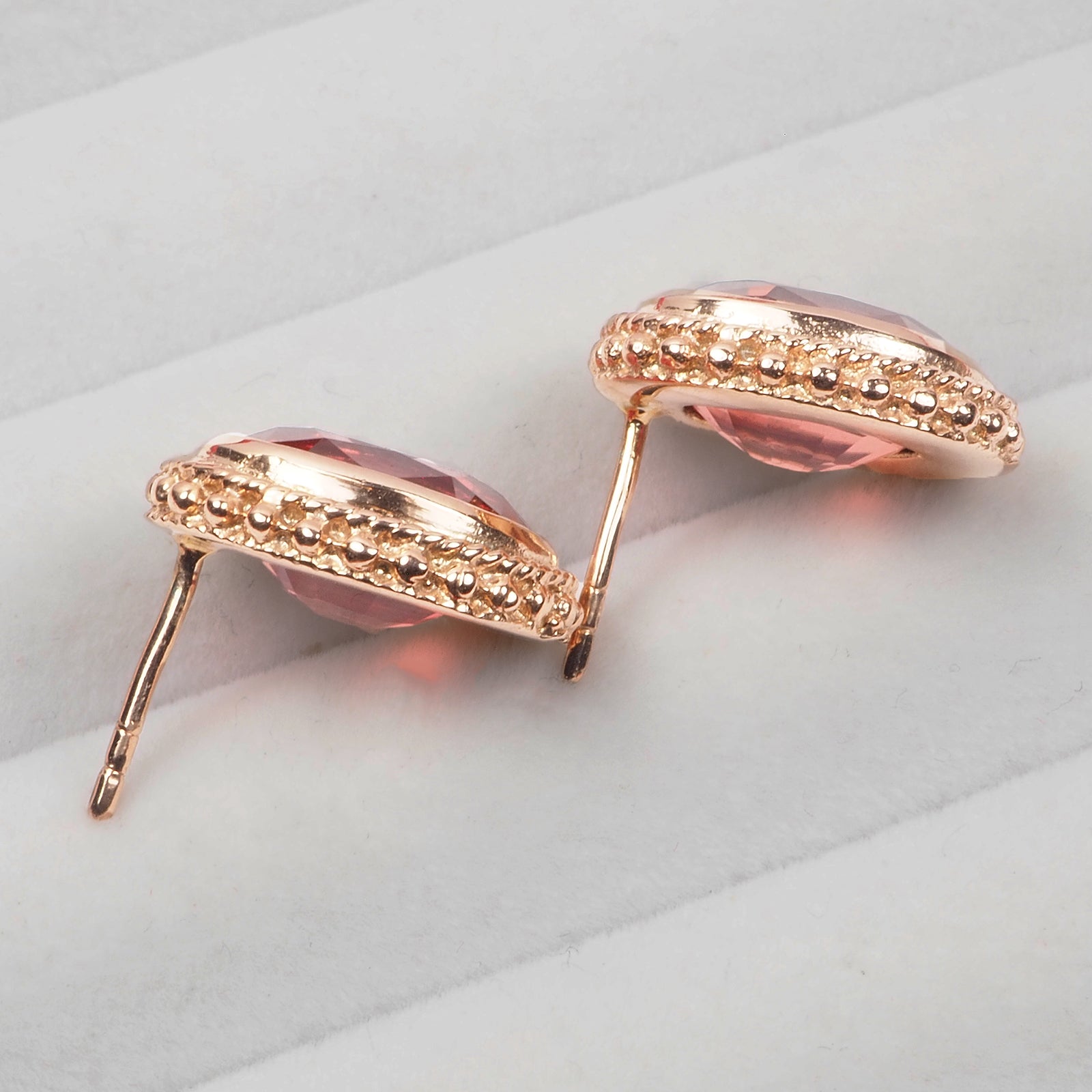 PINK PADPARADSCHA SAPPHIRE 925 STERLING SILVER ROSE GOLD EARRINGS