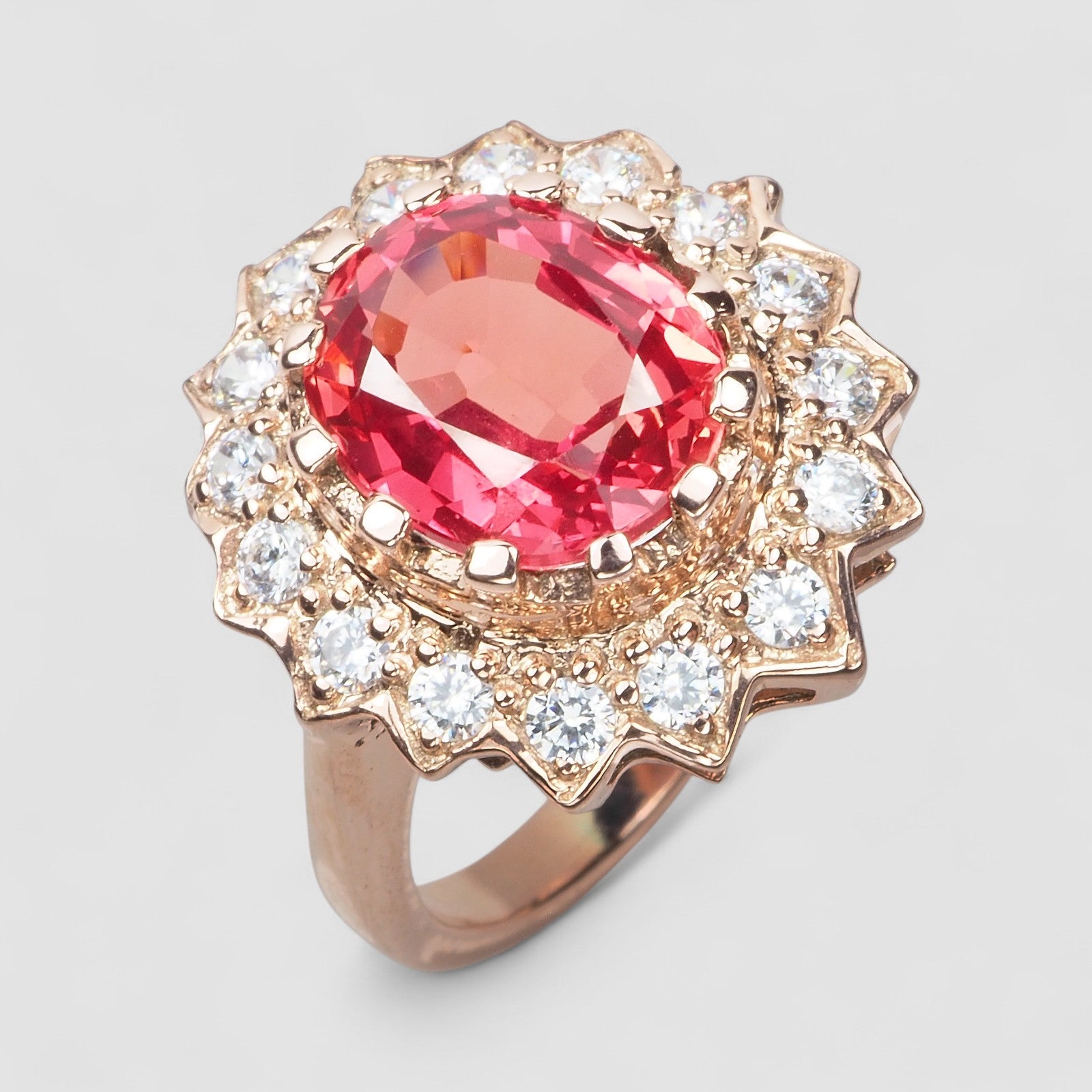 925 STERLING SILVER ROSE GOLD RING PINK PADPARADSCH SAPPHIRE