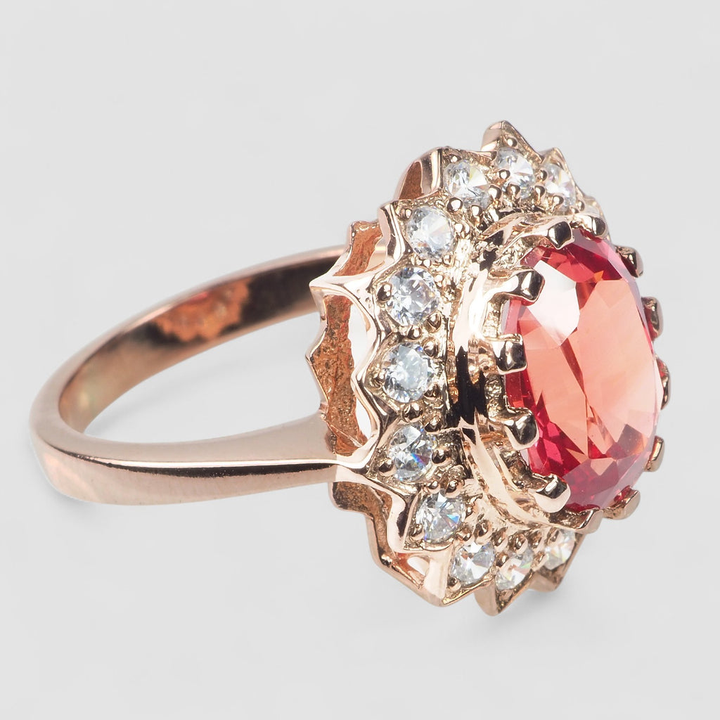 925 STERLING SILVER ROSE GOLD RING PINK PADPARADSCH SAPPHIRE