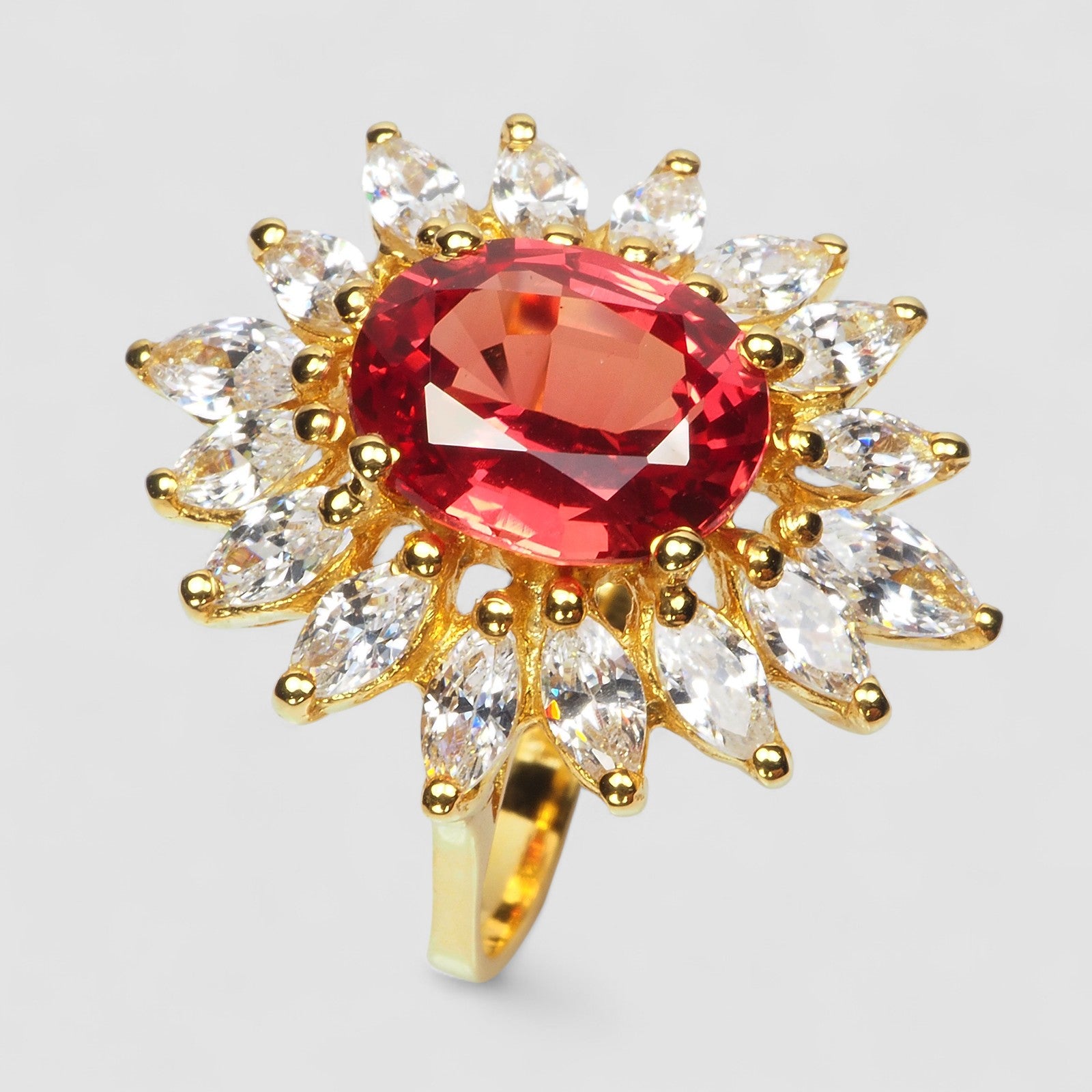 RED SAPPHIRE 925 STERLING SILVER 24K GOLD RINGS