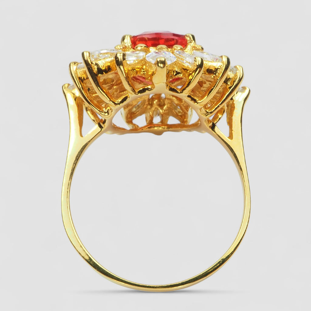 RED SAPPHIRE 925 STERLING SILVER 24K GOLD RINGS