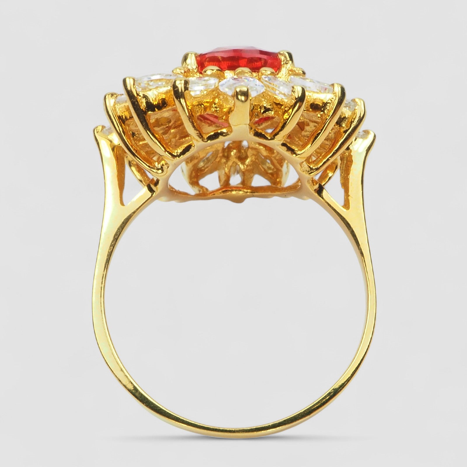 RED SAPPHIRE 925 STERLING SILVER 24K GOLD RINGS