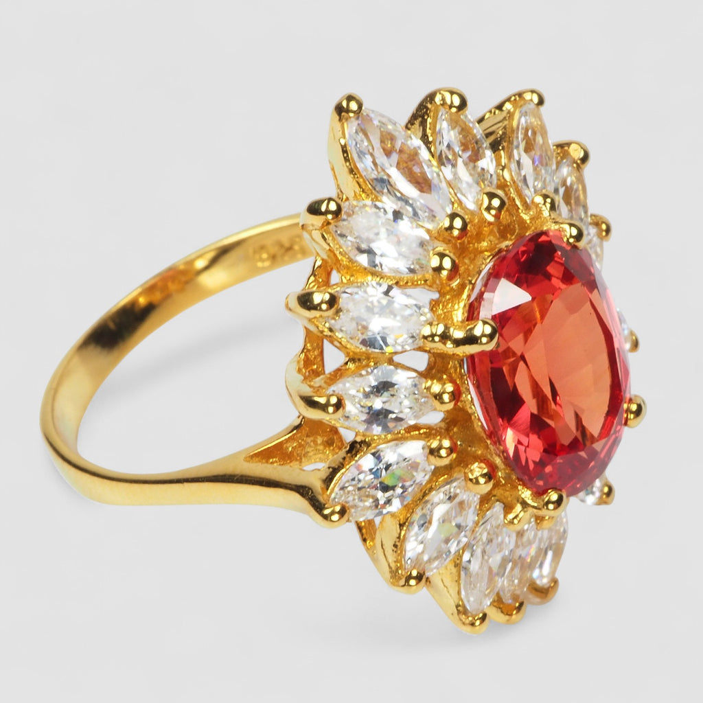 RED SAPPHIRE 925 STERLING SILVER 24K GOLD RINGS