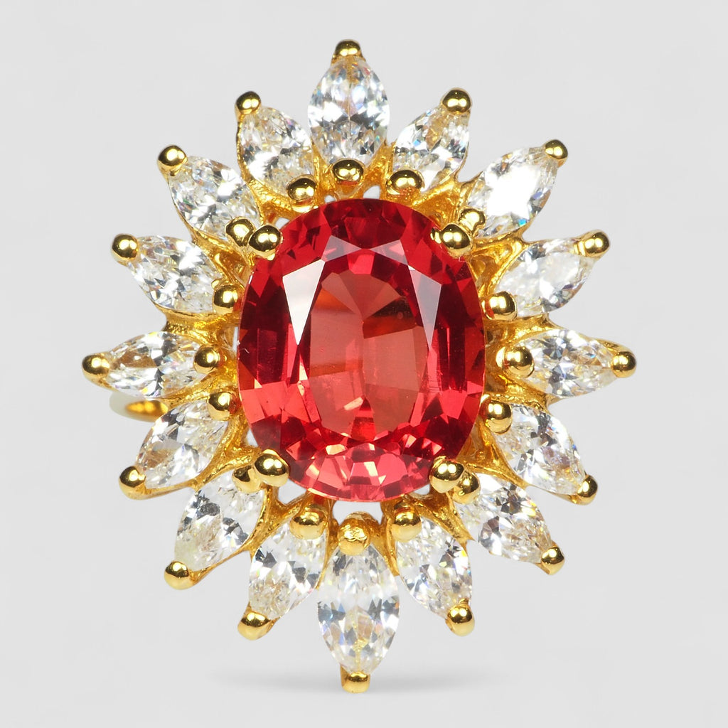 RED SAPPHIRE 925 STERLING SILVER 24K GOLD RINGS