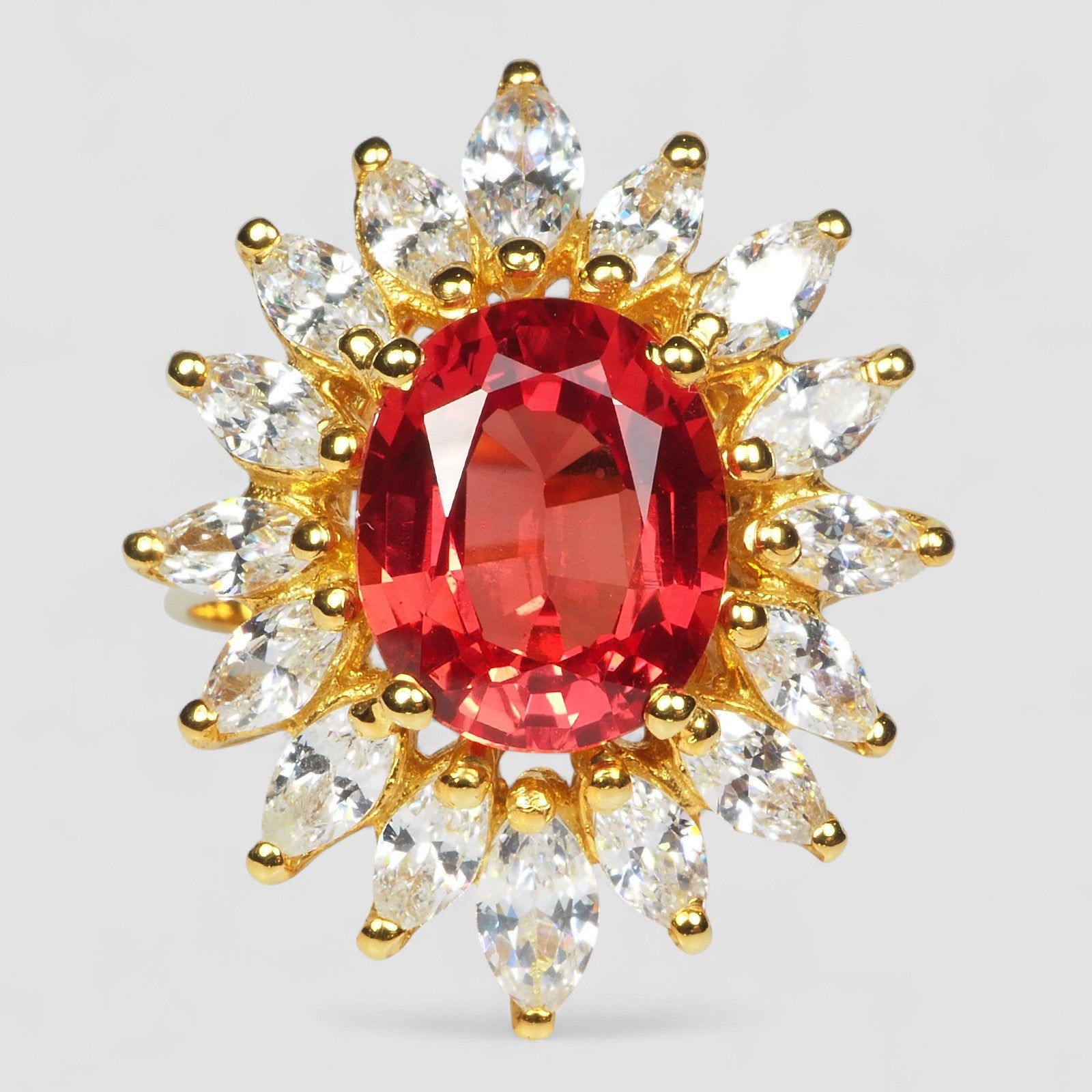 RED SAPPHIRE 925 STERLING SILVER 24K GOLD RINGS