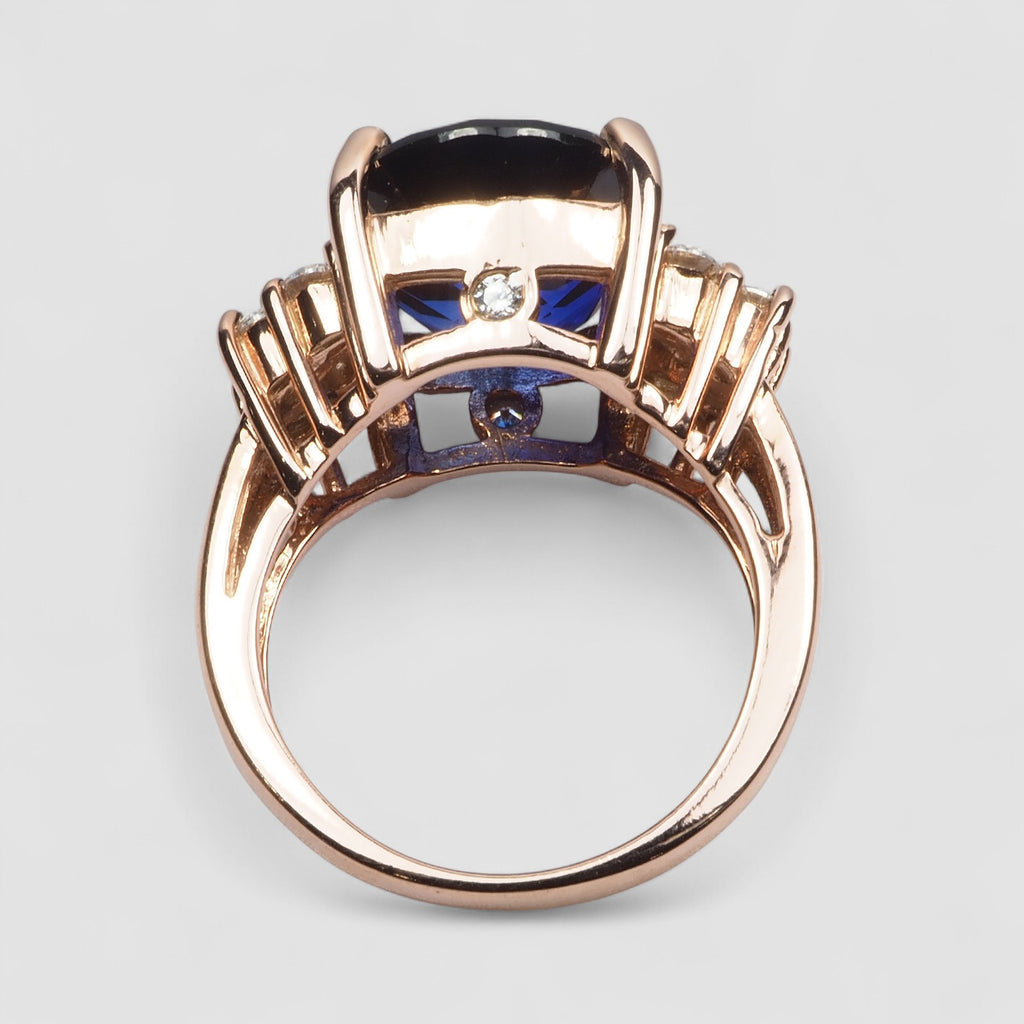 WHITE GOLD RING 925 STERLING SILVER BLUE SAPPHIRE