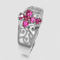 CROSS PINK RUBELLITE TOURMALINE WHITE GOLD RING 925 STERLING SILVER