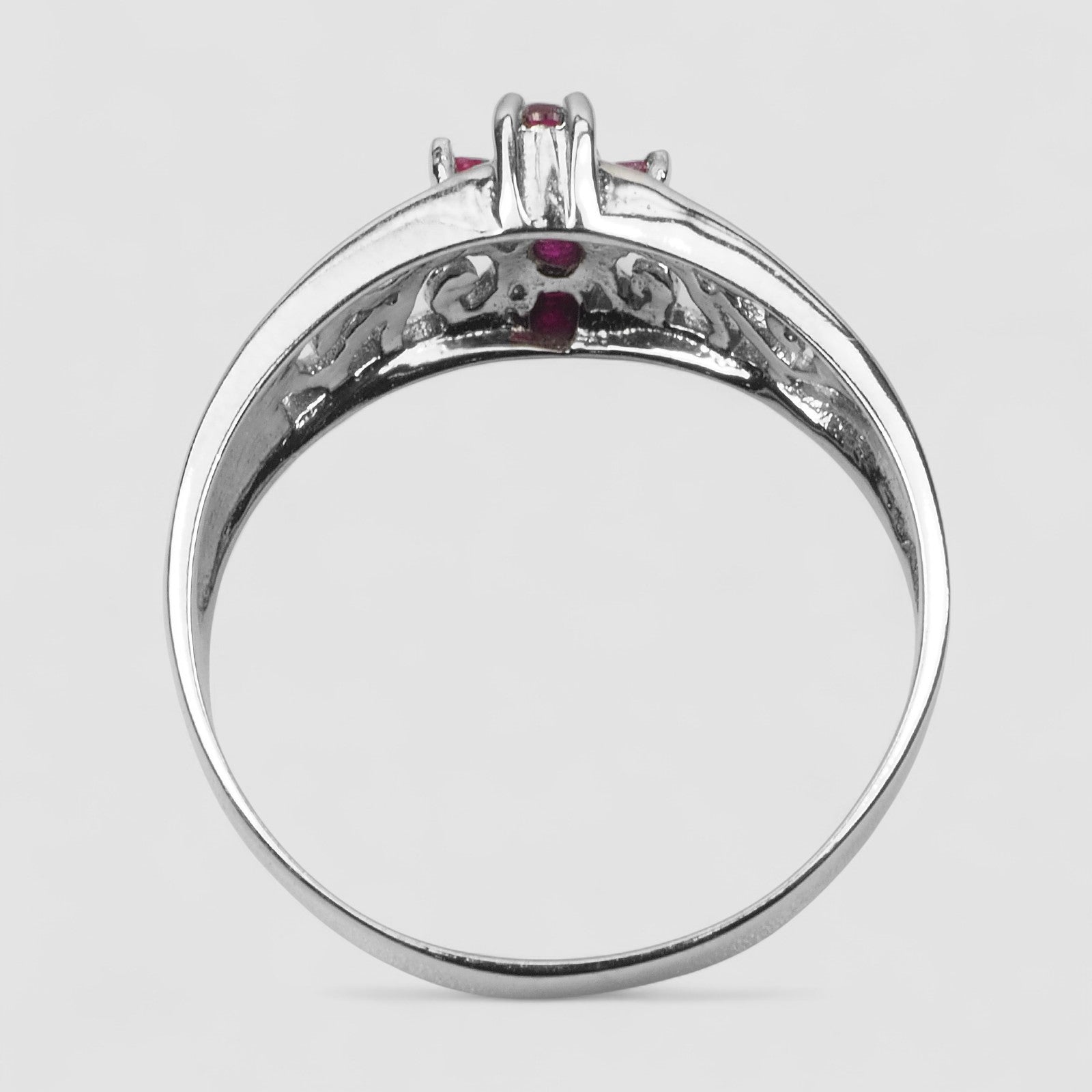 CROSS PINK RUBELLITE TOURMALINE WHITE GOLD RING 925 STERLING SILVER