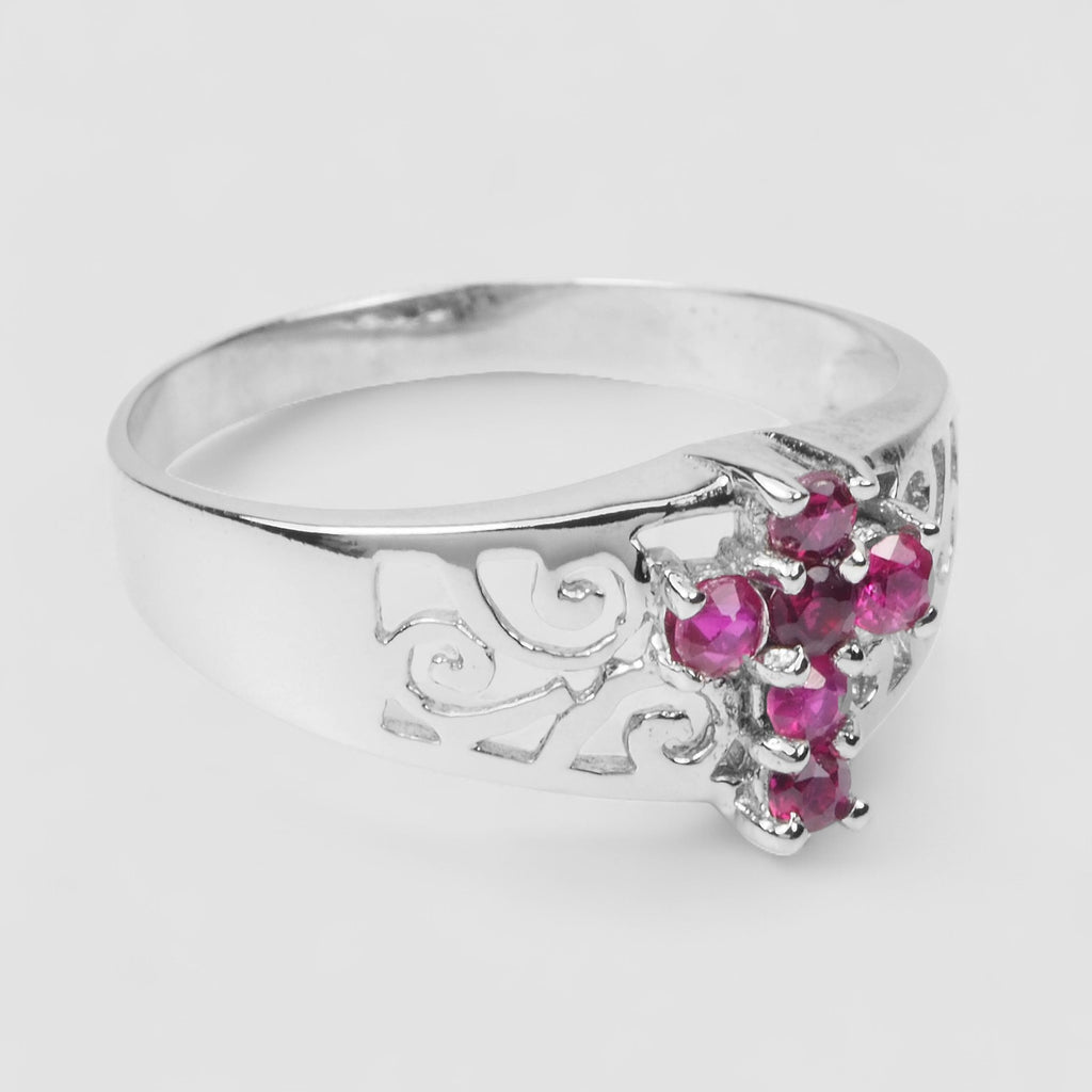 CROSS PINK RUBELLITE TOURMALINE WHITE GOLD RING 925 STERLING SILVER