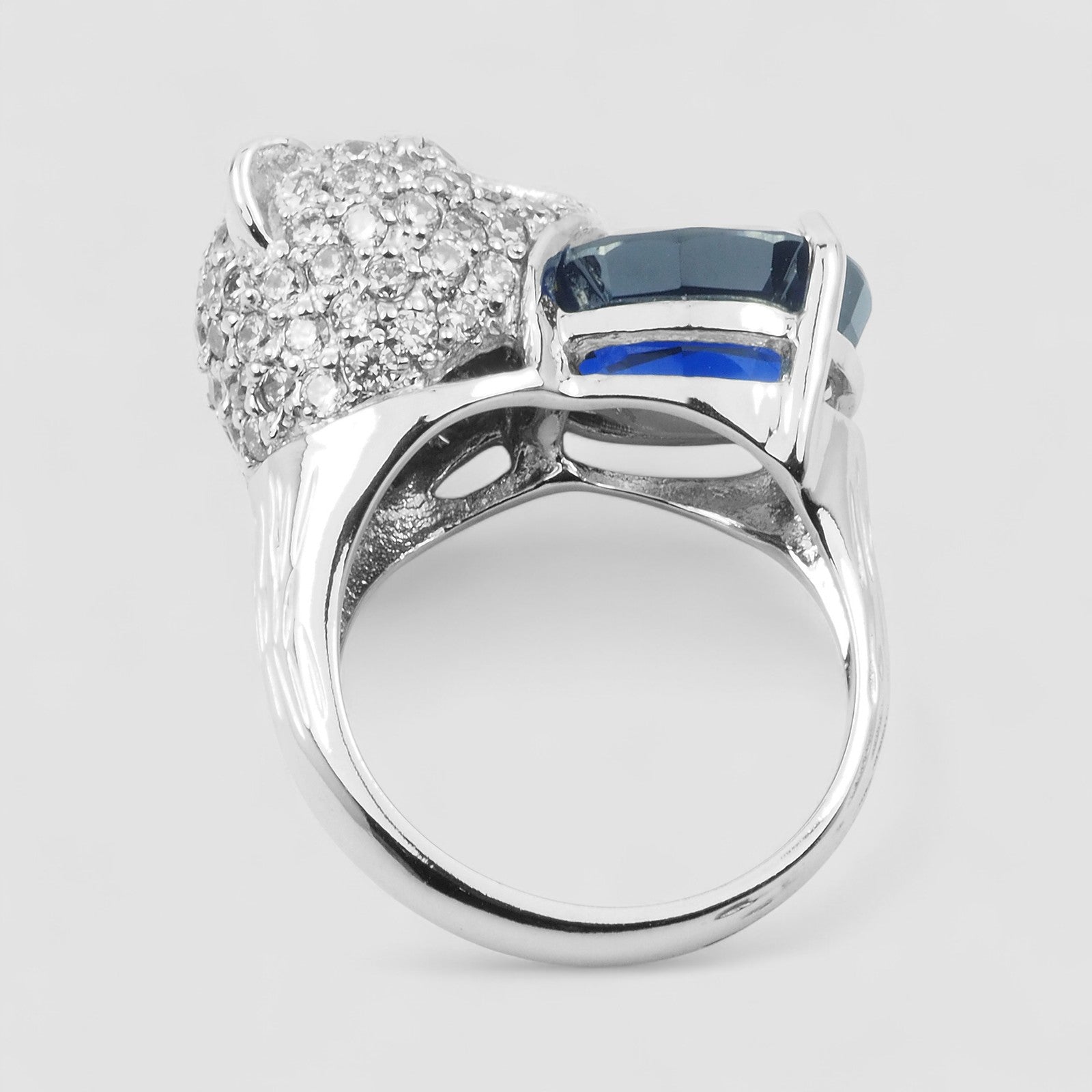 PANTHER RING BLUE SAPPHIRE 925 STERLING SILVER