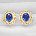 BLUE SAPPHIRE 925 STERLING SILVER 24K GOLD EARRINGS