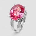 RED PADPARADSCHA SAPPHIRE 925 STERLING SILVER WHITE GOLD RING