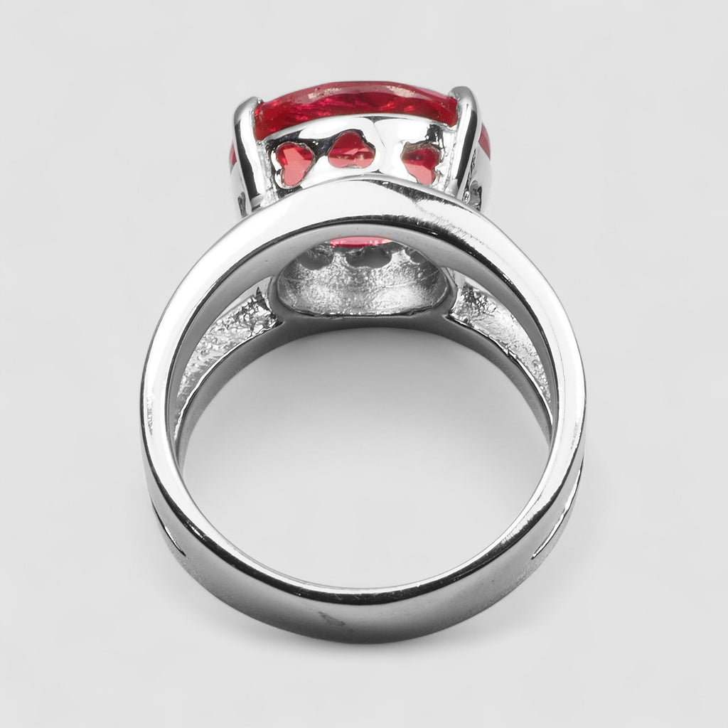 RED PADPARADSCHA SAPPHIRE 925 STERLING SILVER WHITE GOLD RING