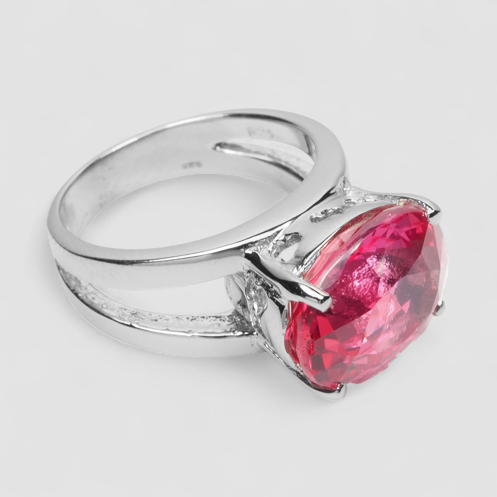 RED PADPARADSCHA SAPPHIRE 925 STERLING SILVER WHITE GOLD RING
