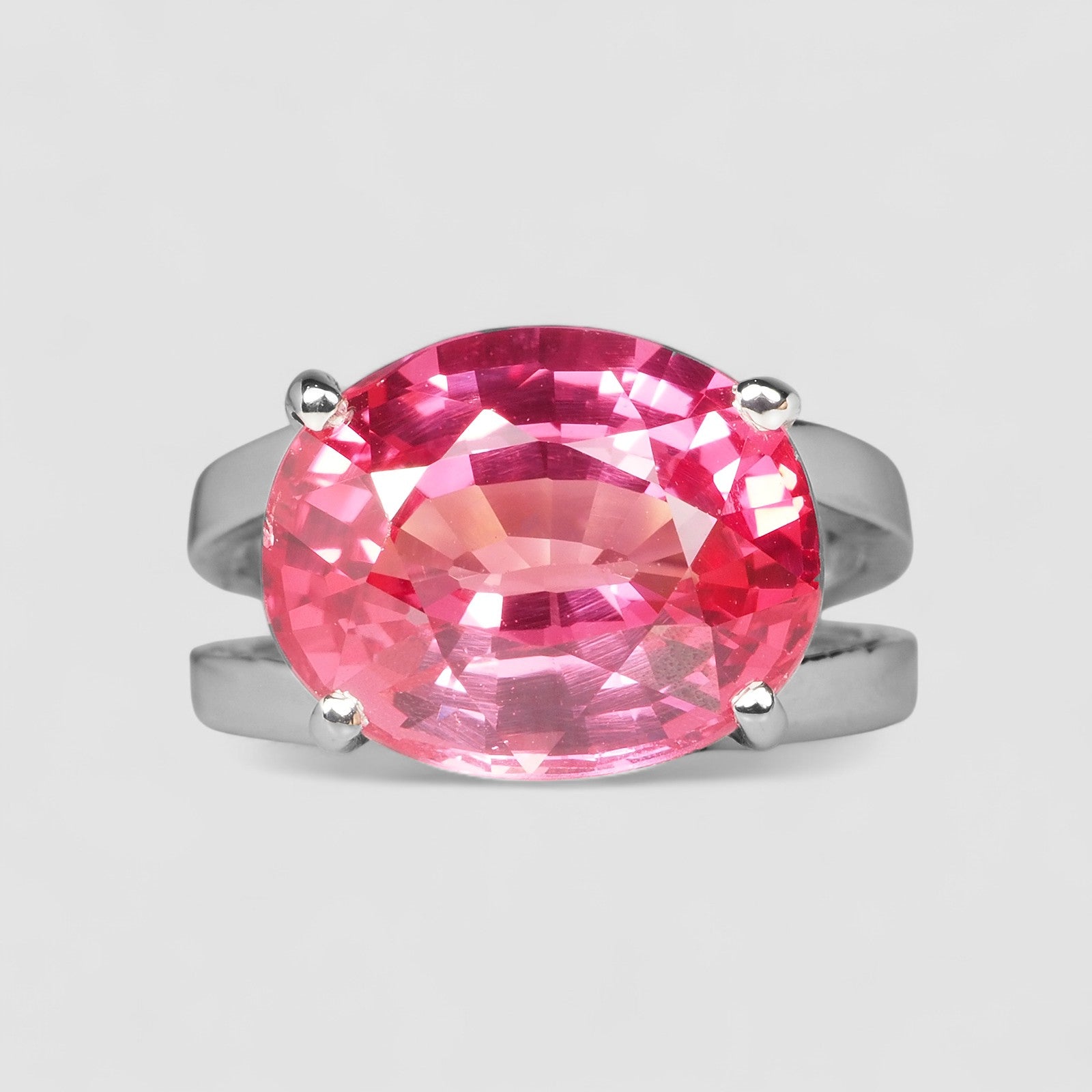 RED PADPARADSCHA SAPPHIRE 925 STERLING SILVER WHITE GOLD RING