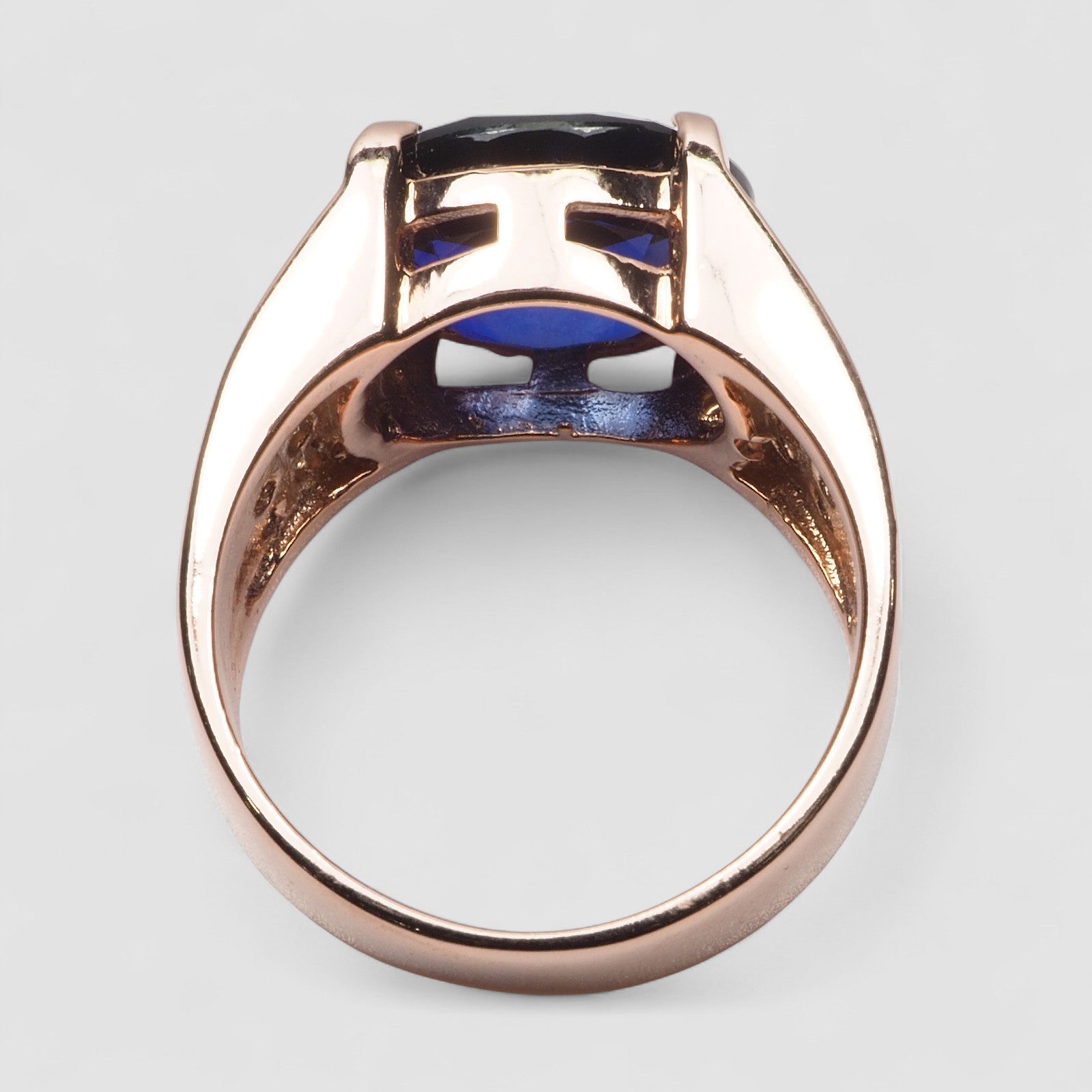 925 STERLING SILVER ROSE GOLD RING BLUE SAPPHIRE