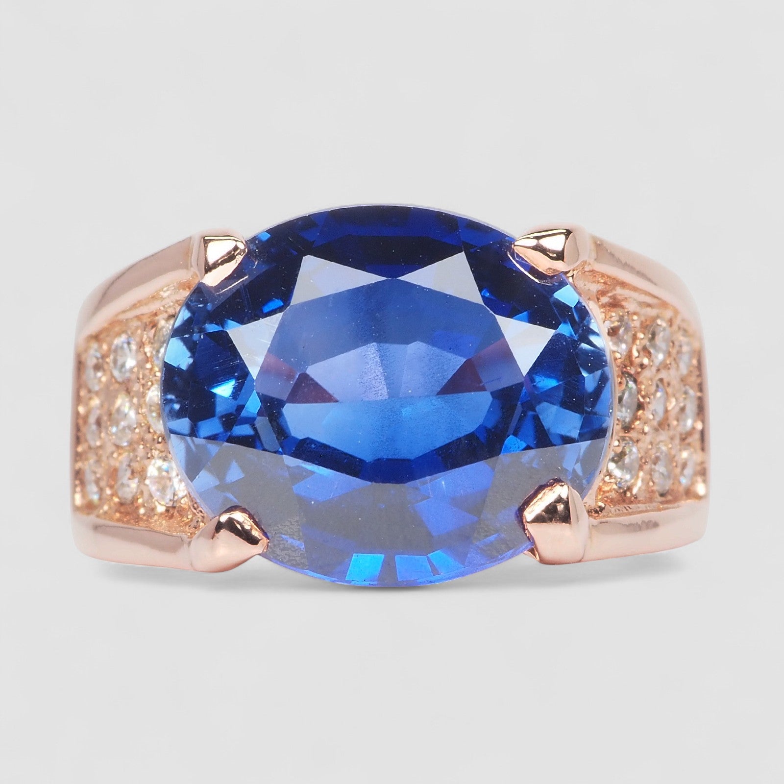 925 STERLING SILVER ROSE GOLD RING BLUE SAPPHIRE