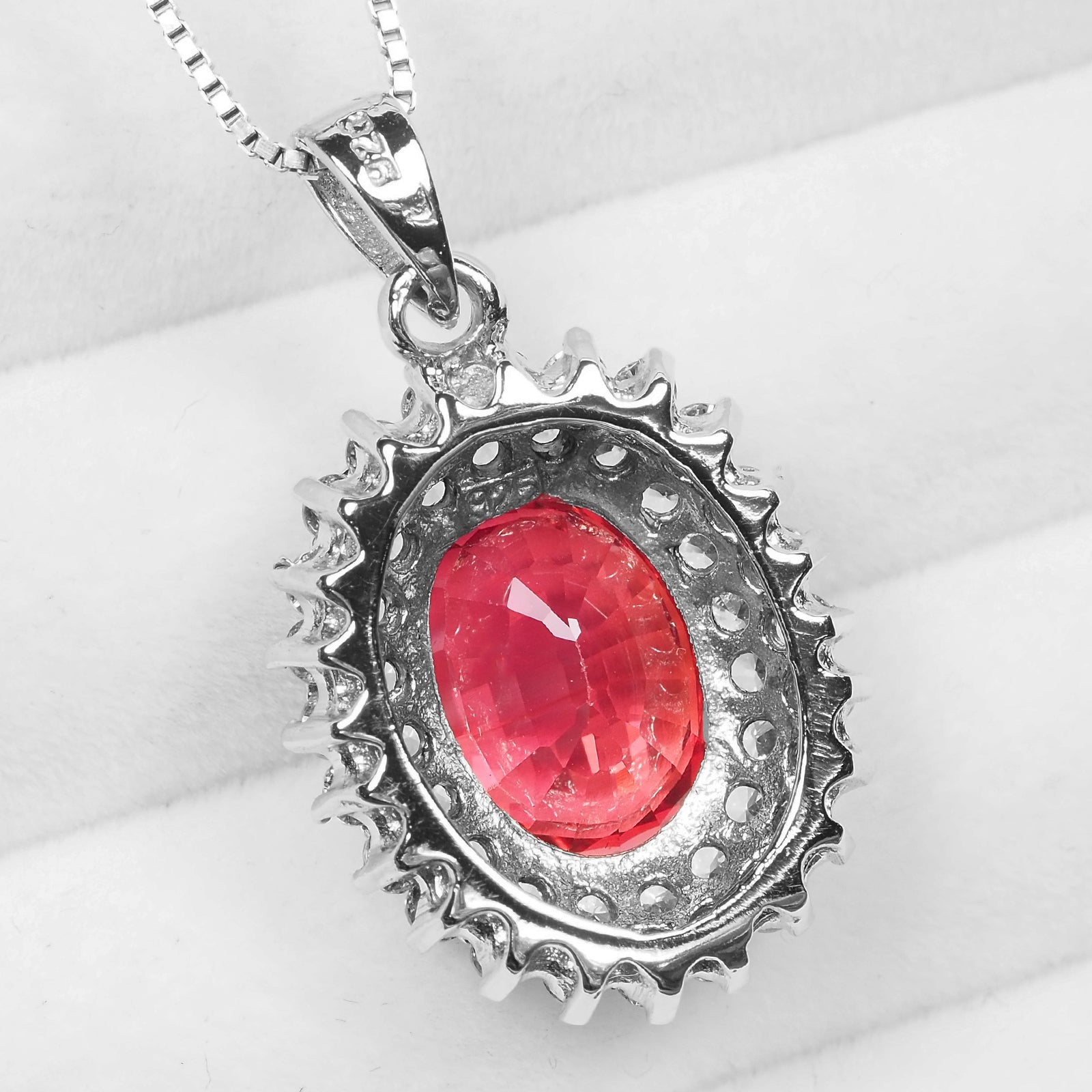 WHITE GOLD PENDANTS RED SAPPHIRE 925 STERLING SILVER