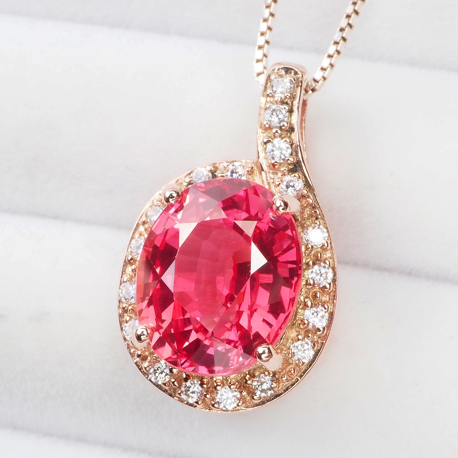 OVAL RED SPINEL ROSE GOLD PENDANTS 925 STERLING SILVER