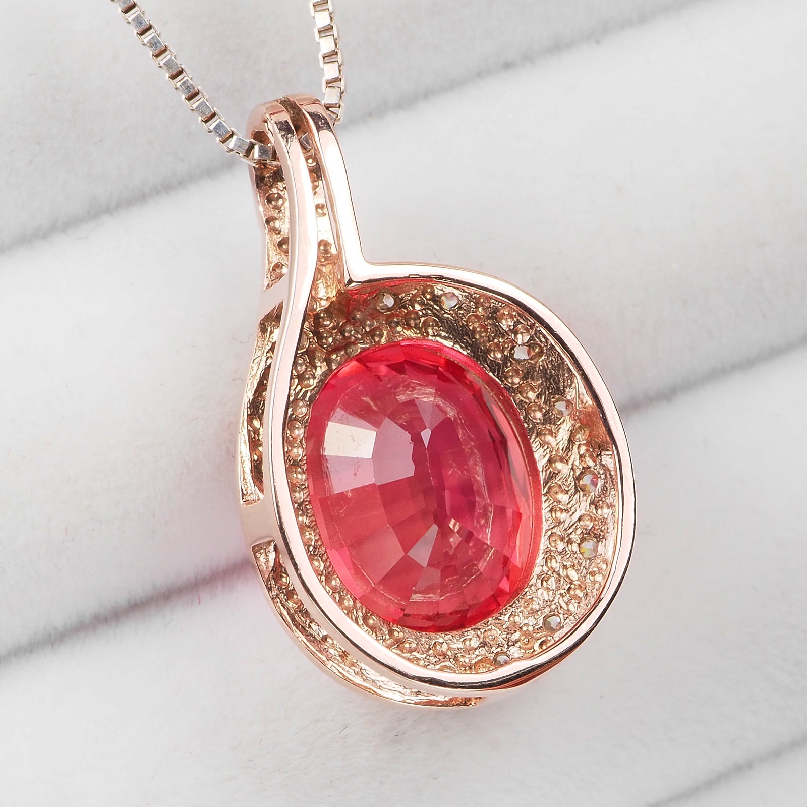 OVAL RED SPINEL ROSE GOLD PENDANTS 925 STERLING SILVER