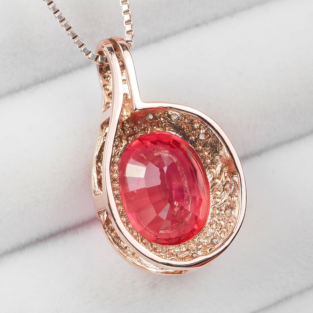 OVAL RED SPINEL ROSE GOLD PENDANTS 925 STERLING SILVER