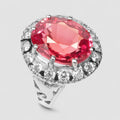RED SAPPHIRE WHITE GOLD 925 STERLING SILVER RING