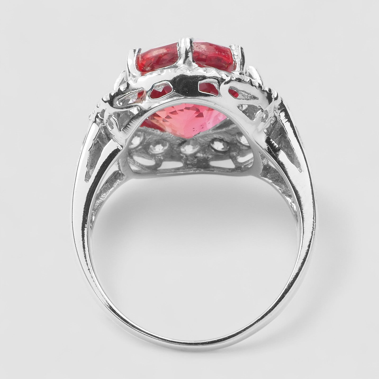 RED SAPPHIRE WHITE GOLD 925 STERLING SILVER RING
