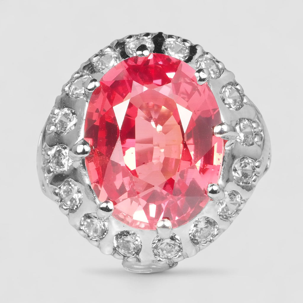 RED SAPPHIRE WHITE GOLD 925 STERLING SILVER RING