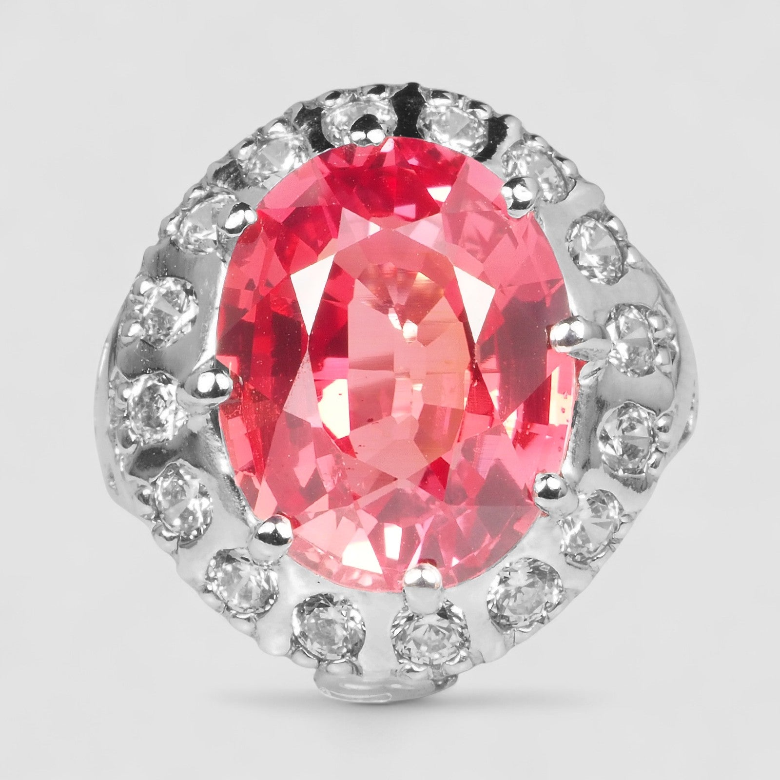 RED SAPPHIRE WHITE GOLD 925 STERLING SILVER RING