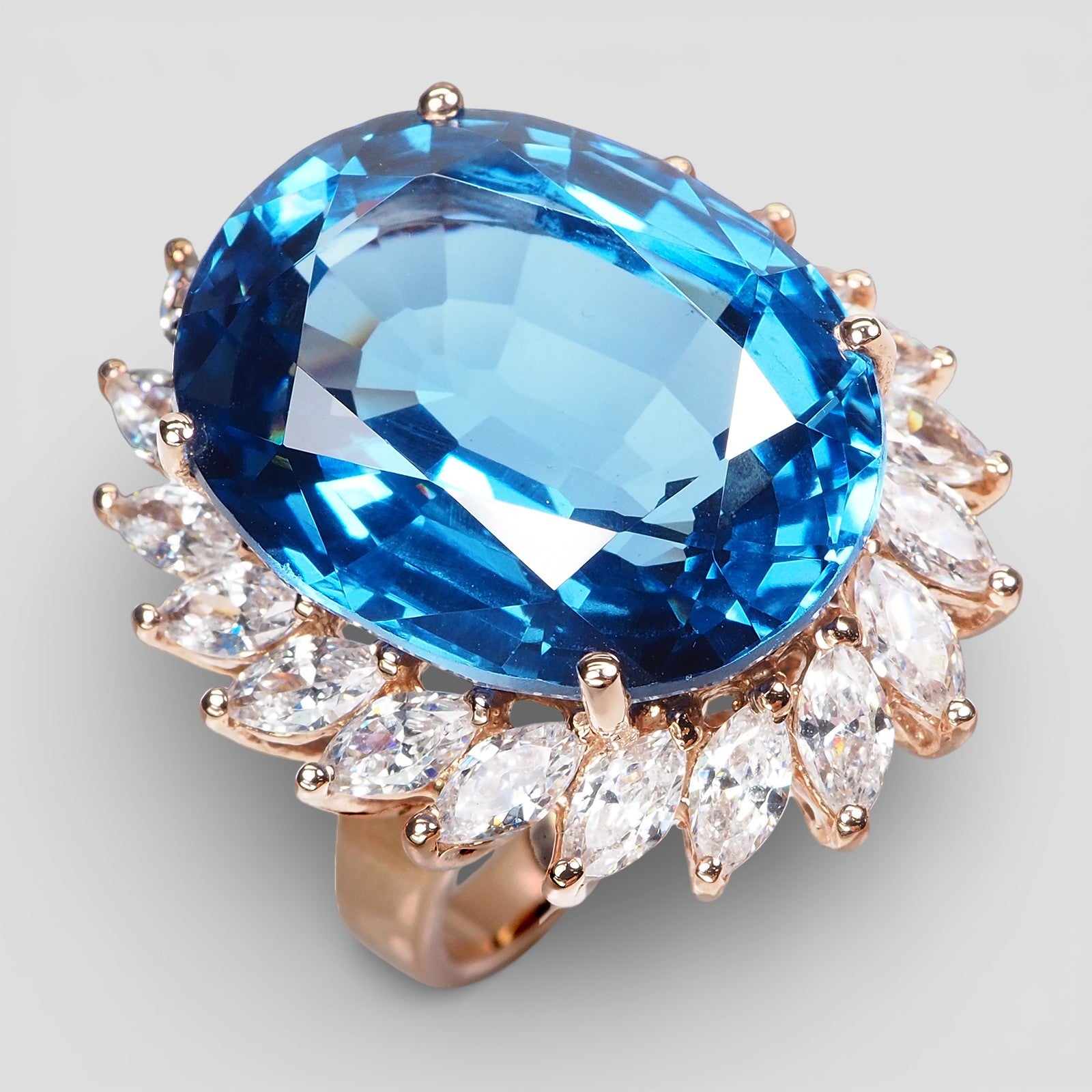 Blue Topaz 23.35Ct Rose Gold Rings