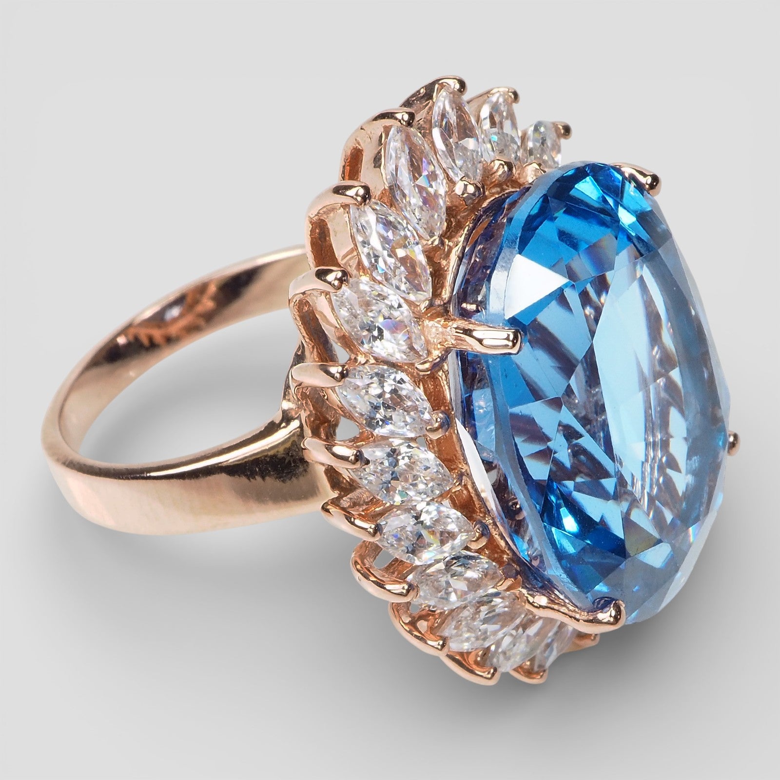 Blue Topaz 23.35Ct Rose Gold Rings
