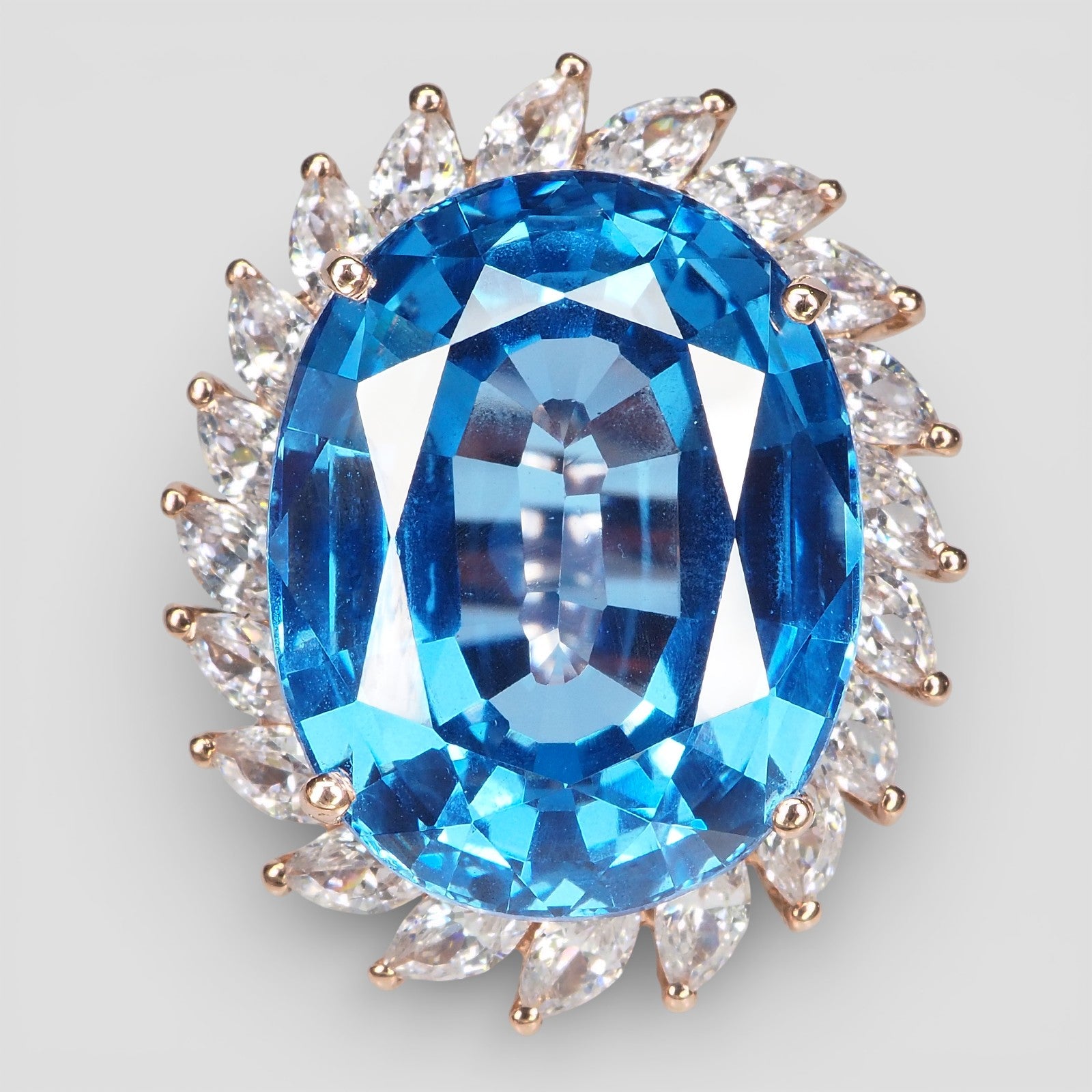 Blue Topaz 23.35Ct Rose Gold Rings