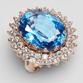 925 Sterling Silver Rose Gold Rings Blue Topaz