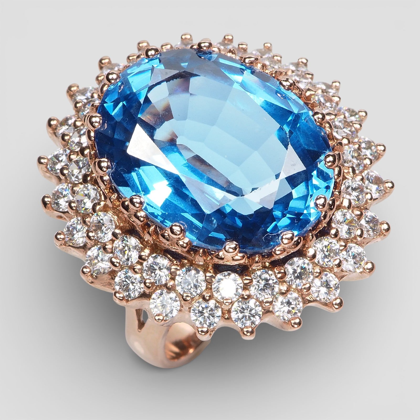 925 Sterling Silver Rose Gold Rings Blue Topaz