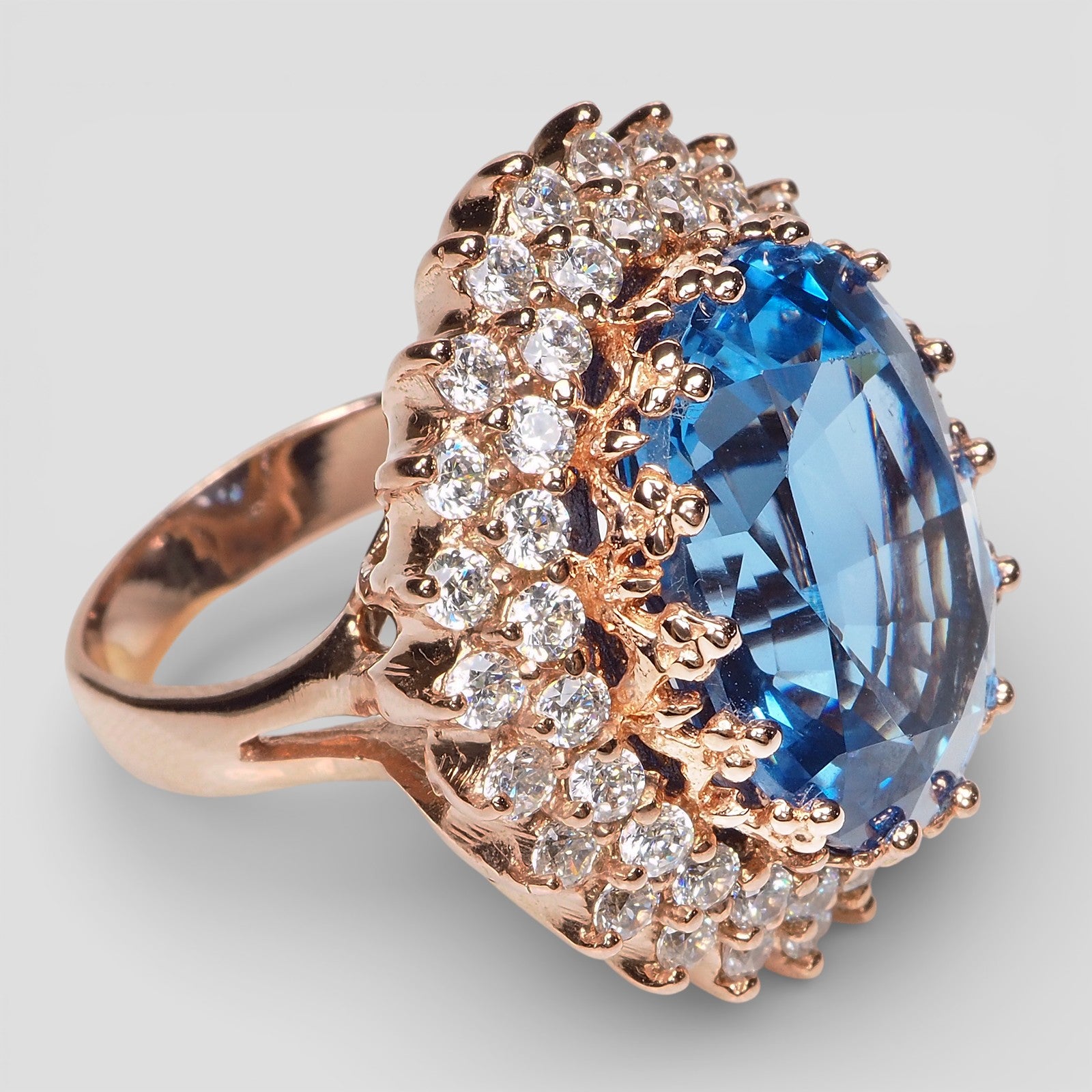 925 Sterling Silver Rose Gold Rings Blue Topaz
