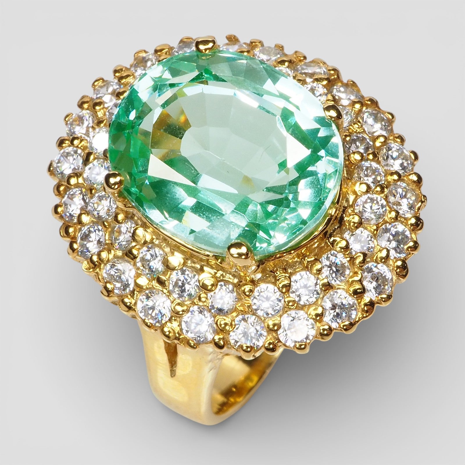 24K Gold 925 Sterling Silver Rings Green Paraiba Tourmaline