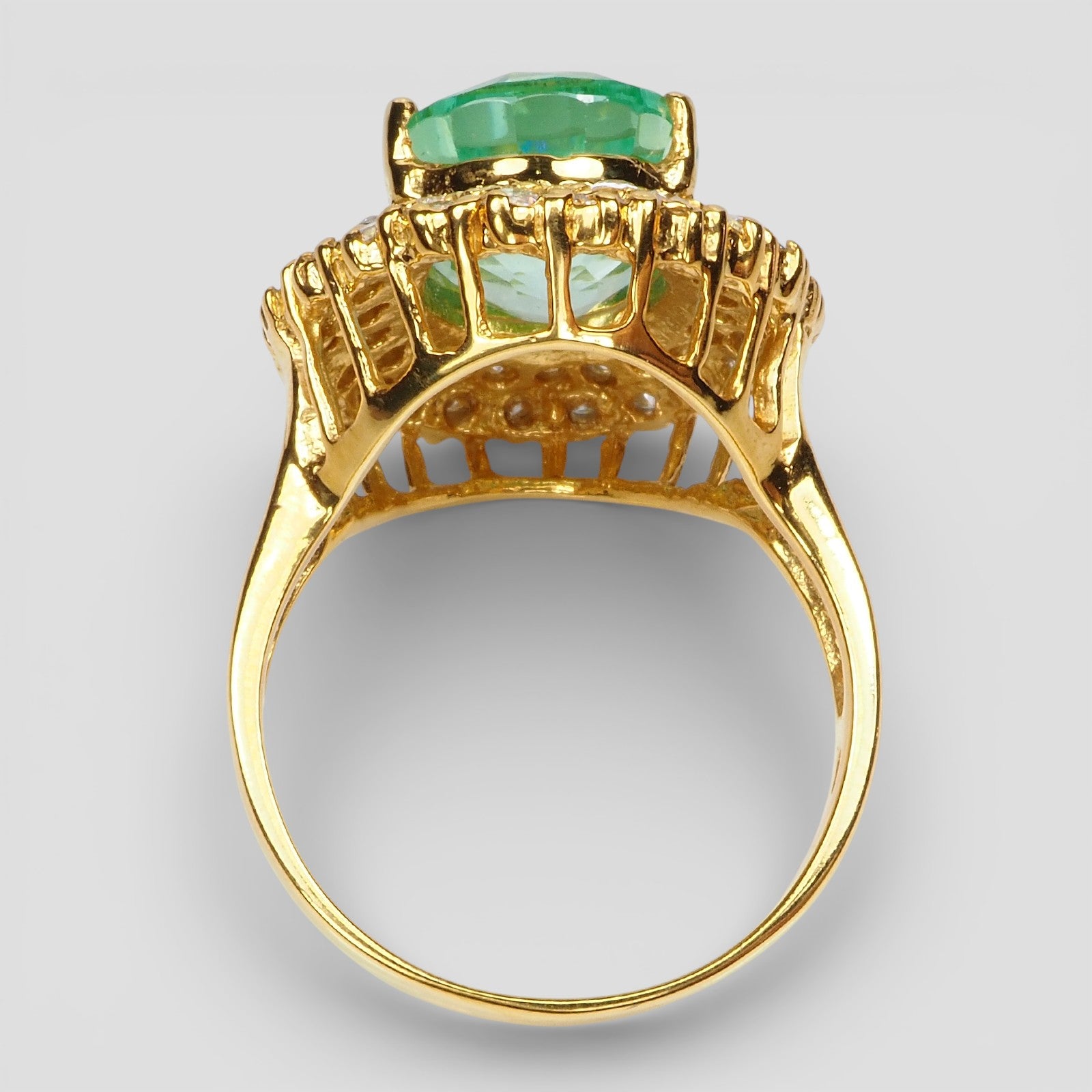 24K Gold 925 Sterling Silver Rings Green Paraiba Tourmaline