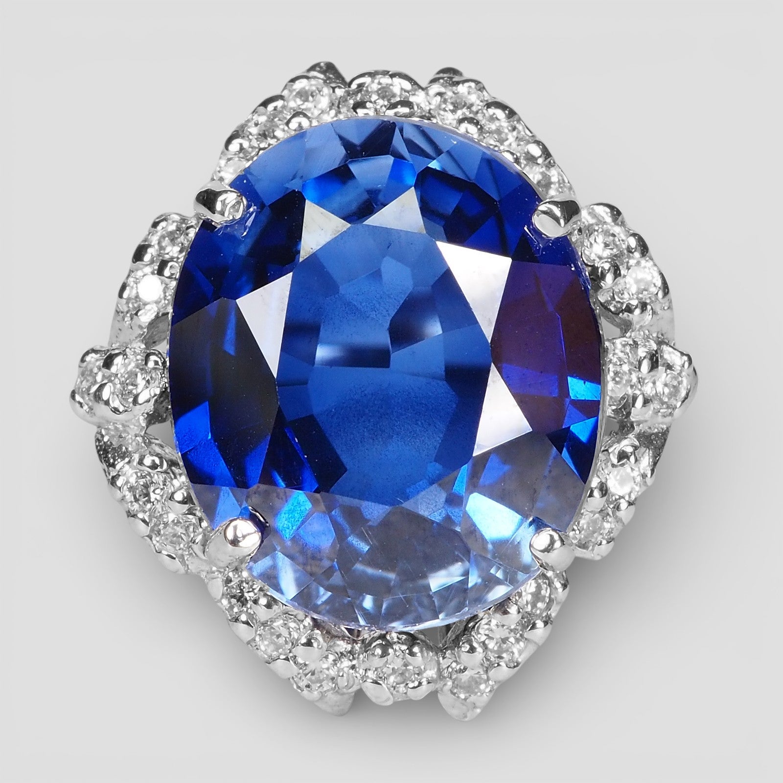 Blue Sapphire 925 Sterling Silver White Gold Rings