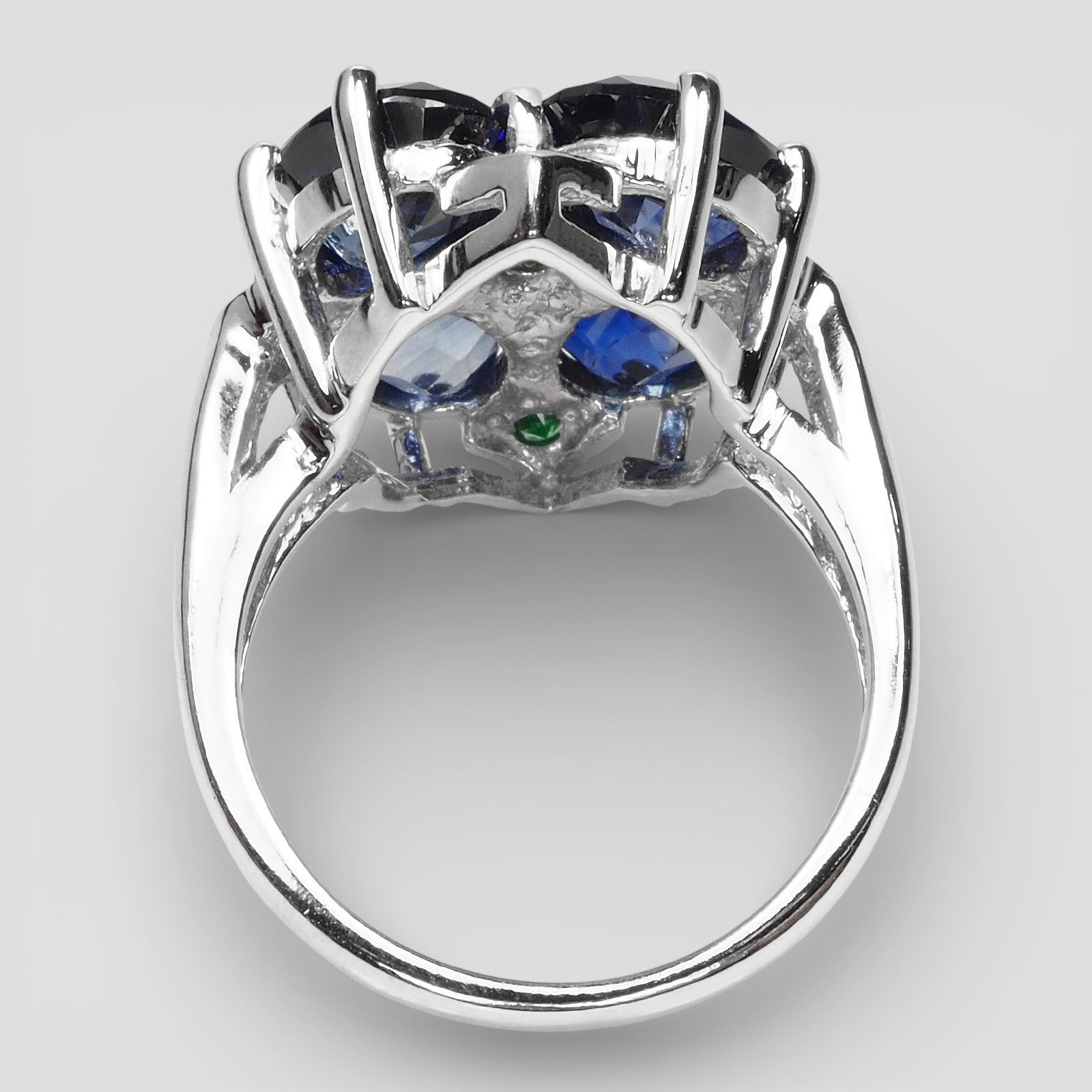 BLUE SAPPHIRE 925 STERLING SILVER FLORAL RING