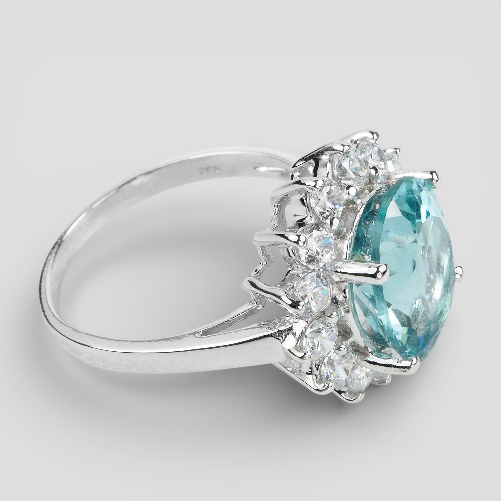 BLUE AQUAMARINE 925 STERLING SILVER FASHION RING