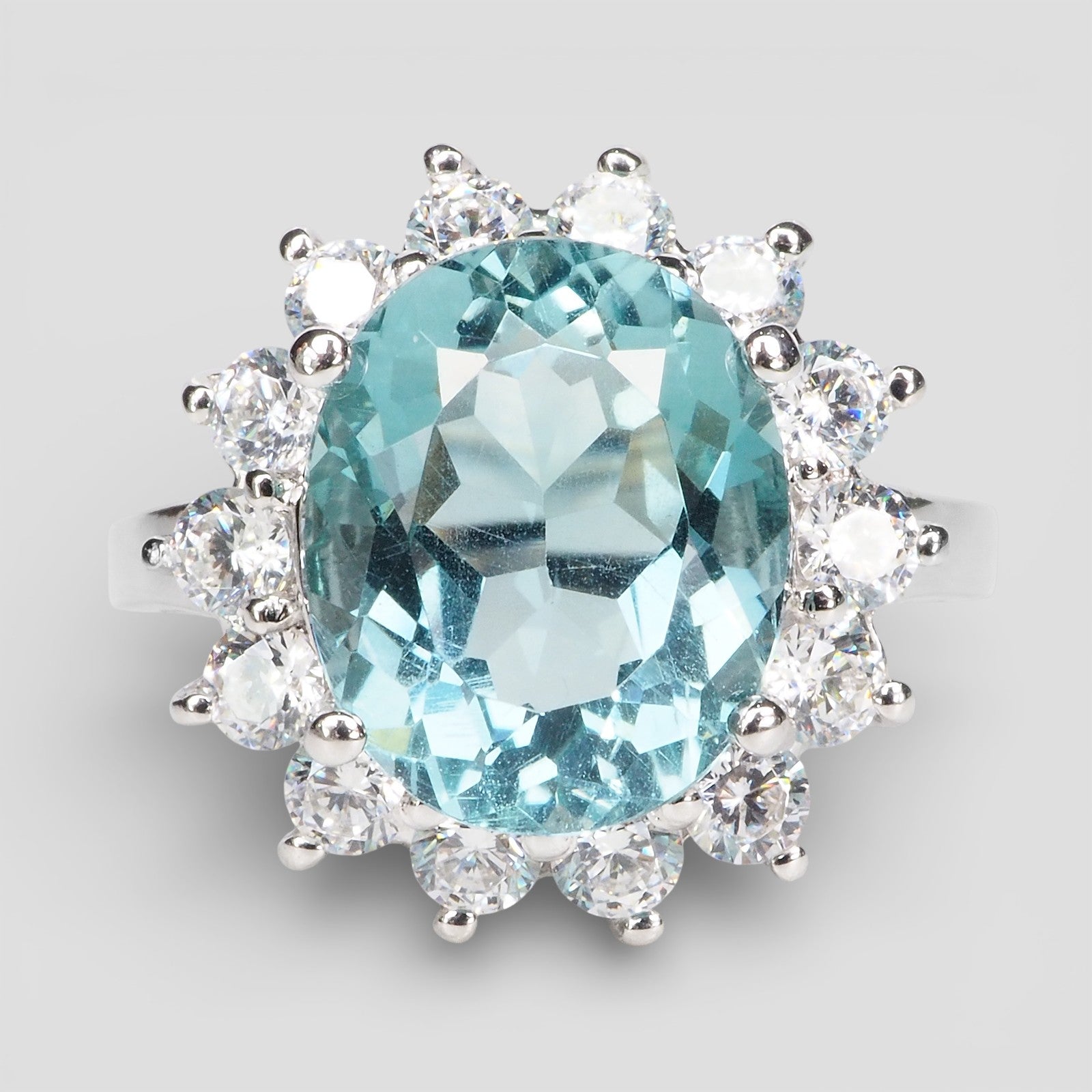 BLUE AQUAMARINE 925 STERLING SILVER FASHION RING