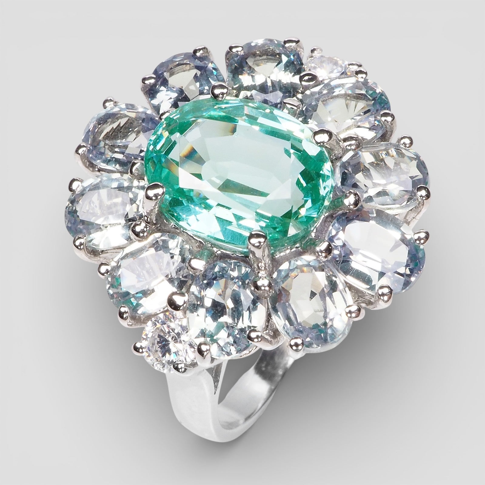 NEON GREEN SAPPHIRE 925 STERLING SILVER HANDMADE RING