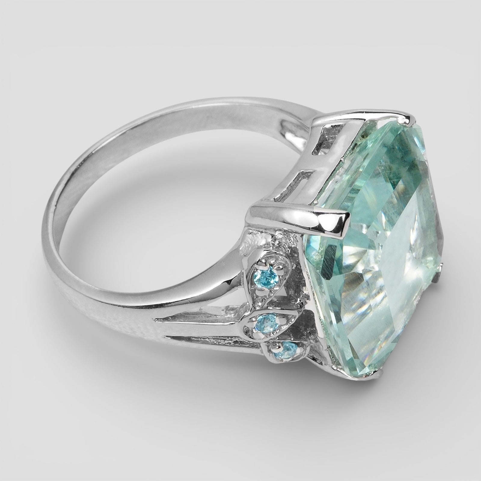Blue Aquamarine 925 Sterling Silver Ring