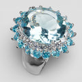 BLUE AQUAMARINE 925 STERLING SILVER HANDMADE RING