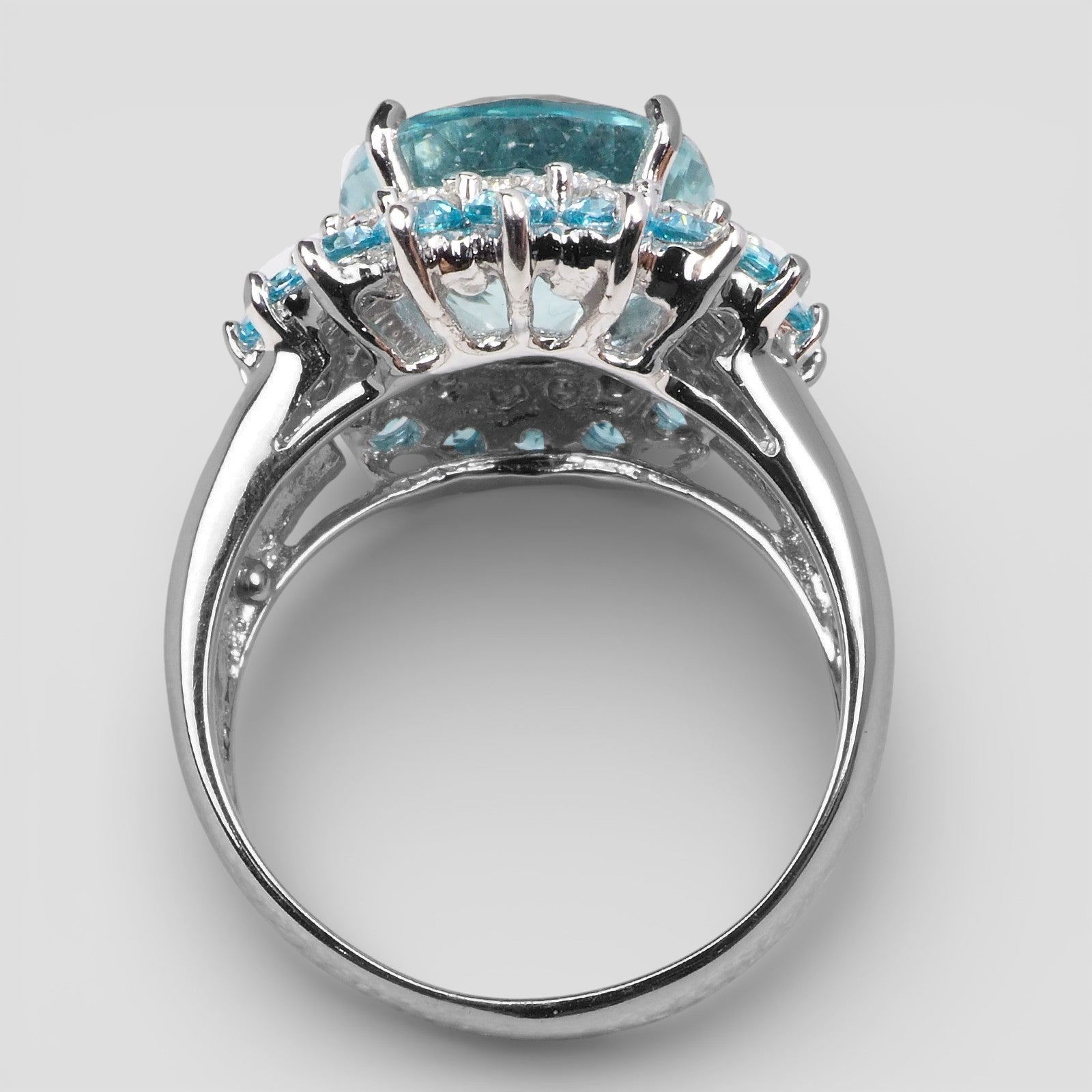 BLUE AQUAMARINE 925 STERLING SILVER HANDMADE RING