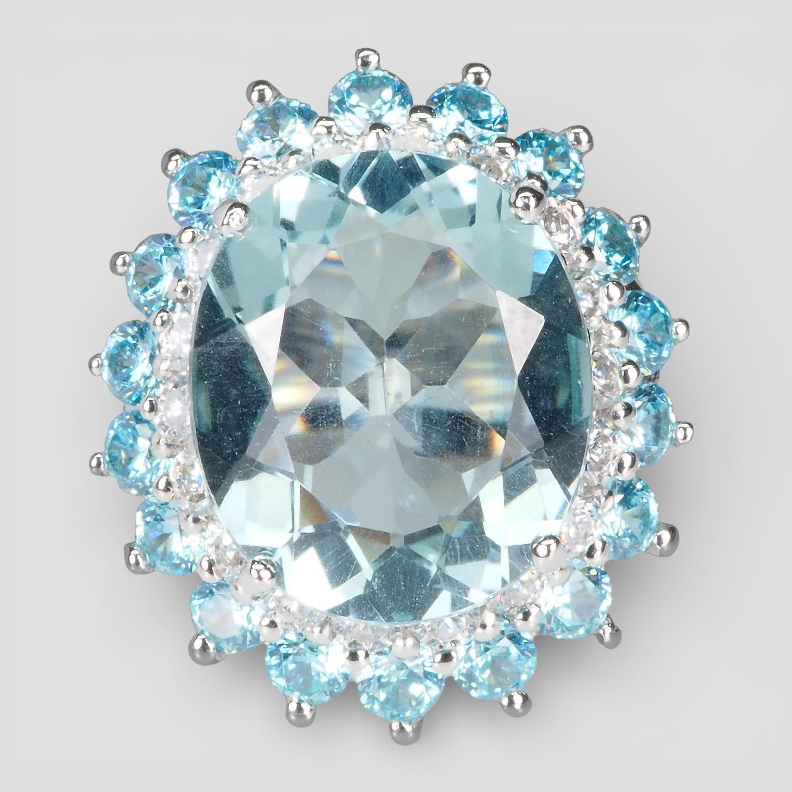 BLUE AQUAMARINE 925 STERLING SILVER HANDMADE RING