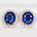925 Sterling Silver Blue Sapphire Rose Gold Earrings
